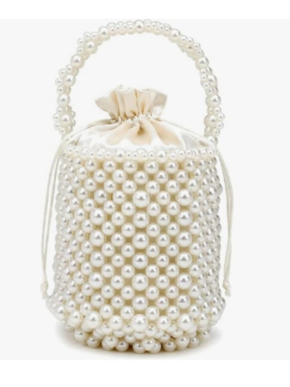 Women Handmade Pearl Beaded Clutch Bucket Evening Handbag Acrylic Pearl Purse fo